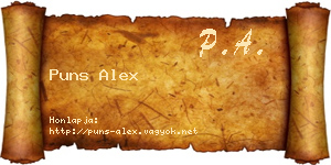 Puns Alex névjegykártya